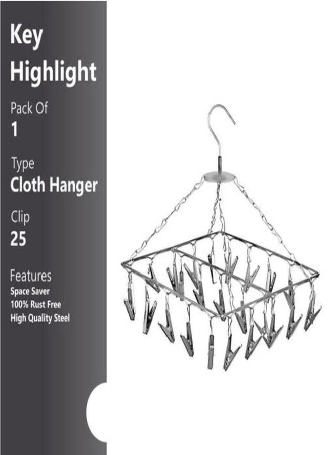 DARAZ Steel Drying Clip Clothes Hanger Clips Hanging Cloth Baby Clothes Clip Hangers Balcony Drying Napkins Undergarments Socks Ties Cloth Pegs Hangers Pack of 1 - Image 4